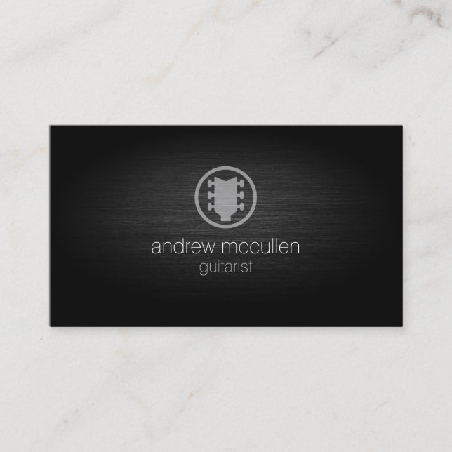 Guitarist Guitar Icon Brushed Metal Musician Business Card (Front)