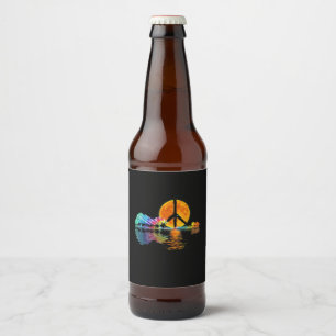 Guitarist Guitar Lake Shadow Peace Love Guitar Beer Bottle Label