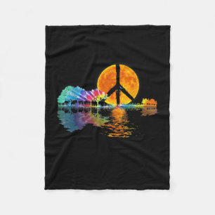 Guitarist Guitar Lake Shadow Peace Love Guitar Fleece Blanket