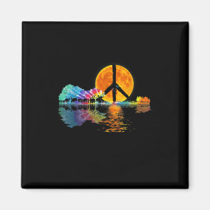 Guitarist Guitar Lake Shadow Peace Love Guitar Magnet