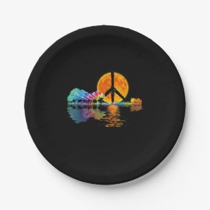 Guitarist Guitar Lake Shadow Peace Love Guitar Paper Plate