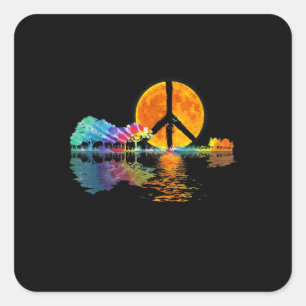 Guitarist Guitar Lake Shadow Peace Love Guitar Square Sticker
