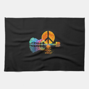 Guitarist Guitar Lake Shadow Peace Love Guitar Tea Towel