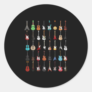 Guitarist Guitar Musical Instrument Rock and Roll Classic Round Sticker