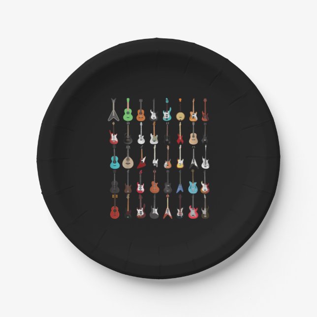 Guitarist Guitar Musical Instrument Rock and Roll Paper Plate (Front)