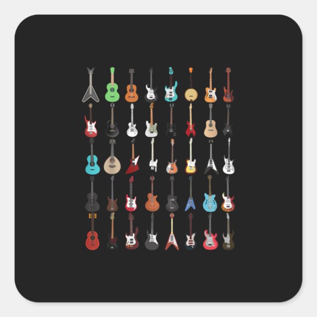 Guitarist Guitar Musical Instrument Rock and Roll Square Sticker (Front)