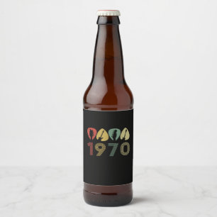 Guitarist Guitar Pick 1970 Guitarist Birthday Beer Bottle Label