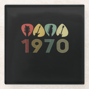 Guitarist Guitar Pick 1970 Guitarist Birthday Glass Coaster