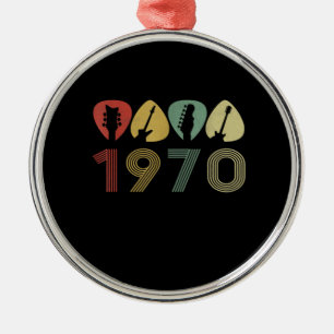 Guitarist Guitar Pick 1970 Guitarist Birthday Metal Ornament