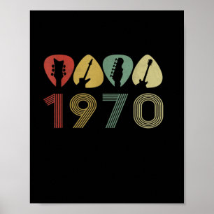 Guitarist Guitar Pick 1970 Guitarist Birthday Poster