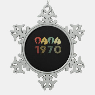 Guitarist Guitar Pick 1970 Guitarist Birthday Snowflake Pewter Christmas Ornament