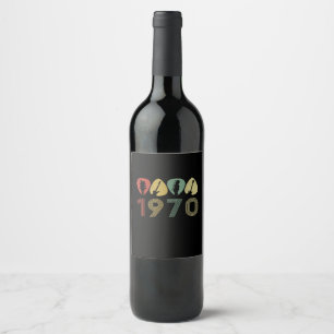 Guitarist Guitar Pick 1970 Guitarist Birthday Wine Label