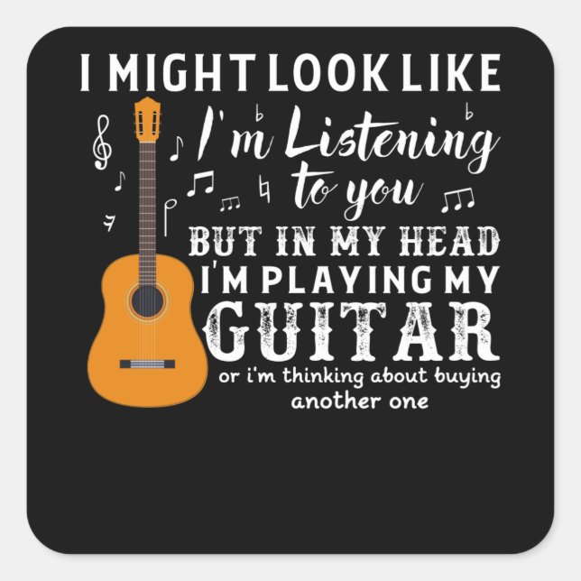 Guitarist Guitar Player Electric Funny Gift Idea Square Sticker (Front)