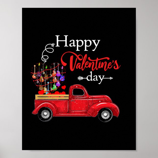 Guitarist Happy Valentines Day Guitarist Birthday Poster (Front)