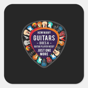 Guitarist How Many Guitars Birthday Square Sticker