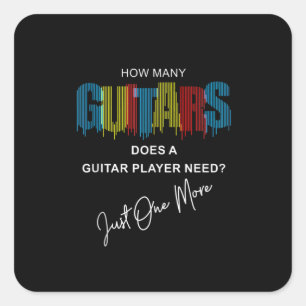 Guitarist How Many Guitars Does Birthday Square Sticker