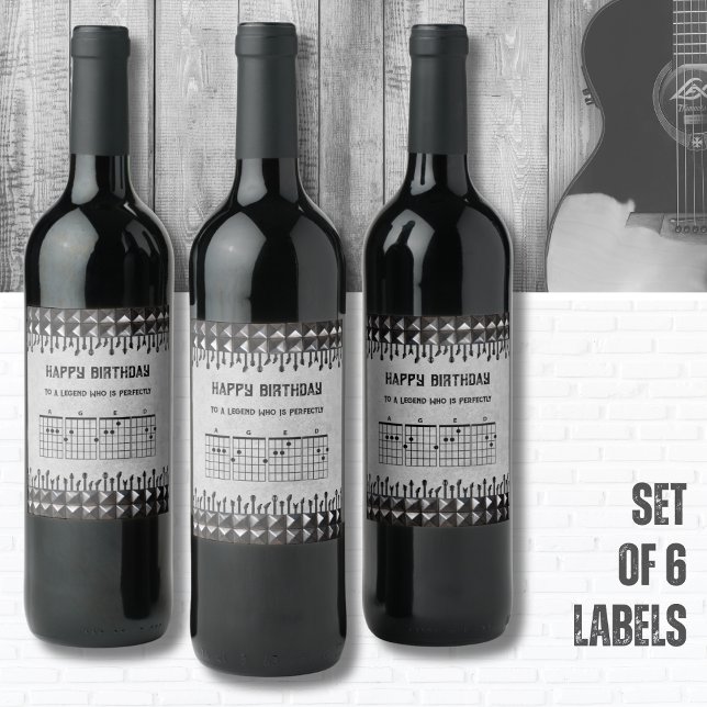 Guitarist Legend Happy Birthday Music Bottle Wine Label (Celebrate the legendary musician in your life with unique Guitarist Birthday Wine Labels)