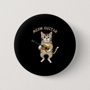 Guitarist Meow Guitar Cute Cat Playing Guitar Xmas 6 Cm Round Badge