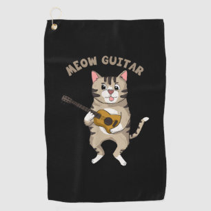 Guitarist Meow Guitar Cute Cat Playing Guitar Xmas Golf Towel