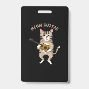 Guitarist Meow Guitar Cute Cat Playing Guitar Xmas ID Badge