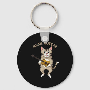 Guitarist Meow Guitar Cute Cat Playing Guitar Xmas Key Ring