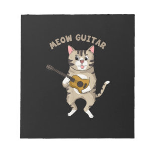Guitarist Meow Guitar Cute Cat Playing Guitar Xmas Notepad