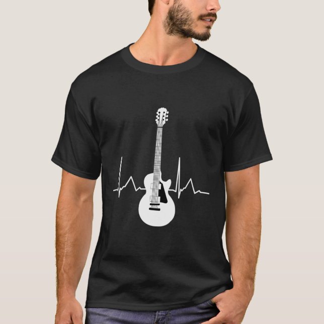 Guitarist Music Musician Heartbeat Guitar T-Shirt (Front)