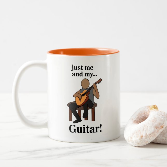 Guitarist Playing Guitar  Two-Tone Coffee Mug (With Donut)