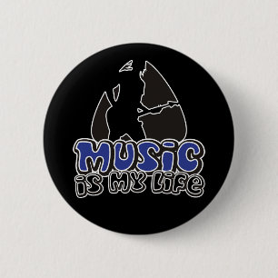 Guitarist Plectrum - Music Is My Life 6 Cm Round Badge