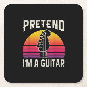 Guitarist Pretend I Am A Guitar Birthday Square Paper Coaster
