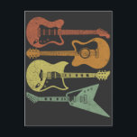 Guitarist Retro Music Instruments Vintage Guitar Postcard<br><div class="desc">Guitarist Colourful Musical Instruments Vintage Guitar. Electric and Acoustic Guitar Player and Musicians.</div>