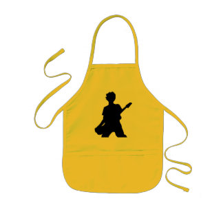 Guitarist Silhouette - B&W Kids Apron