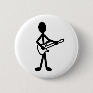 Guitarist Stick Figure 6 Cm Round Badge