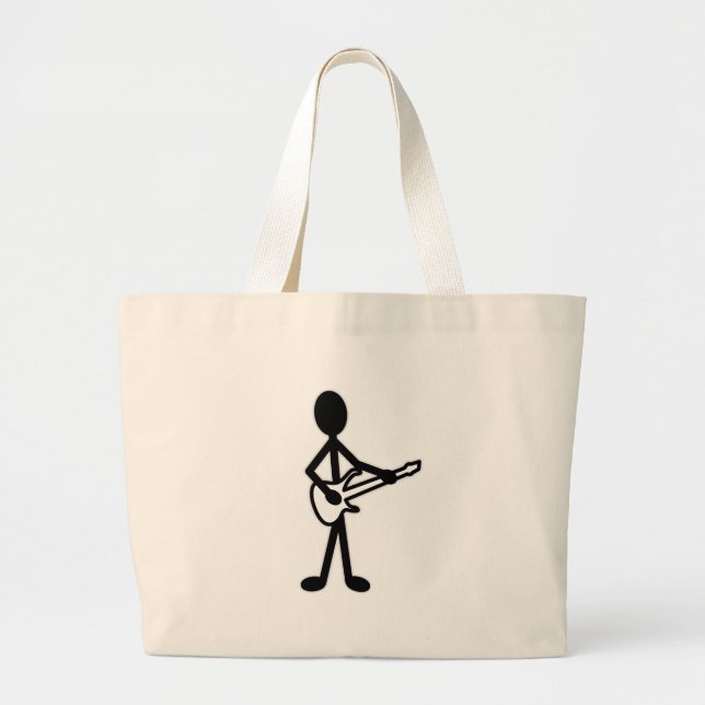 Guitarist Stick Figure Large Tote Bag (Front)
