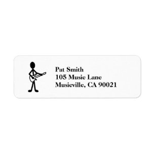 Guitarist Stick Figure Return Address Label