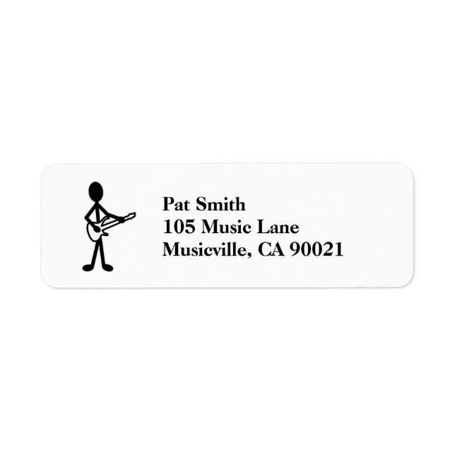Guitarist Stick Figure Return Address Label (Front)