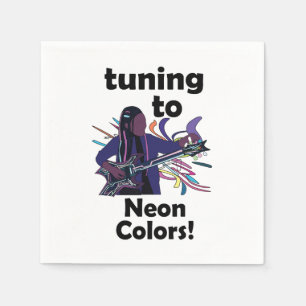 Guitarist Tuning To Neon Colours Birthday Party Napkin