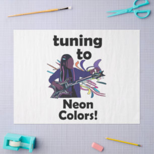 Guitarist Tuning To Neon Colours Birthday Party Tissue Paper