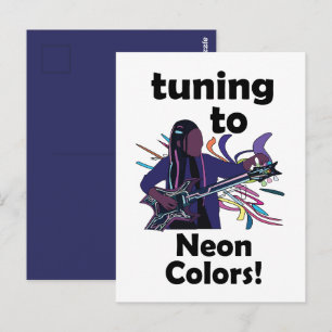 Guitarist Tuning To Neon Colours Birthday Postcard