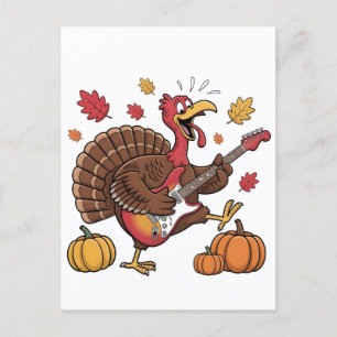 Guitarist Turkey Electric Guitar Concert Music Holiday Postcard