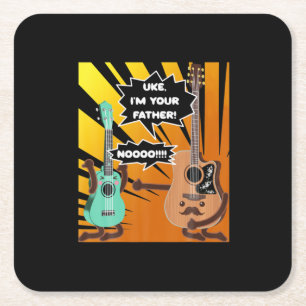 Guitarist Uke I Am Your Father Birthday Square Paper Coaster