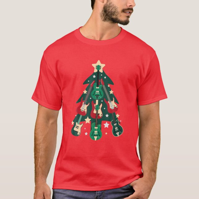 Guitarists Musician Christmas Electric Guitar Xmas T-Shirt (Front)