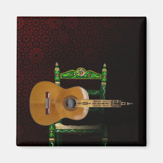 Guitarra española con Giralda de Sevilla y silla. Magnet