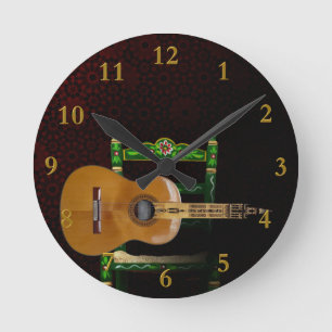 Guitarra española con Giralda de Sevilla y silla. Round Clock