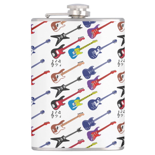 Guitars and Music Notes Hip Flask (Front)