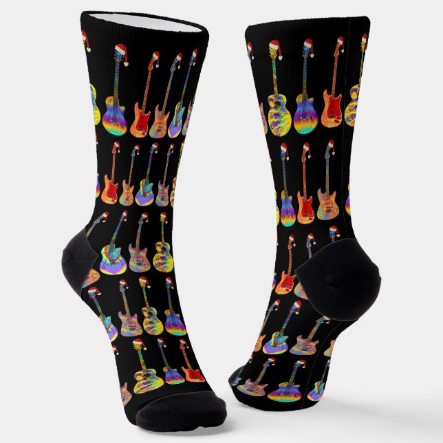 Guitars Colourful Dad Christmas Socks (Angled)
