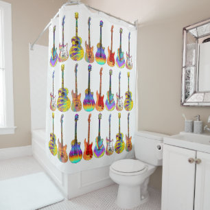 Guitars Colourful Pattern Shower Curtain