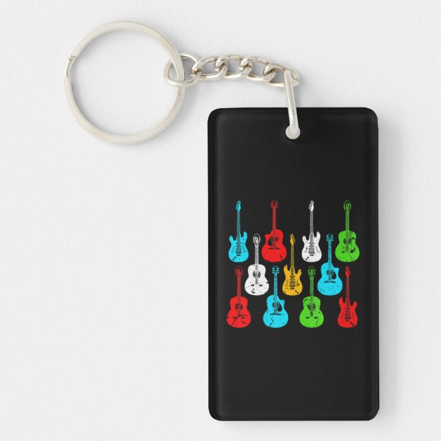 Guitars Electric Acoustic Guitarist Classic Key Ring (Front)