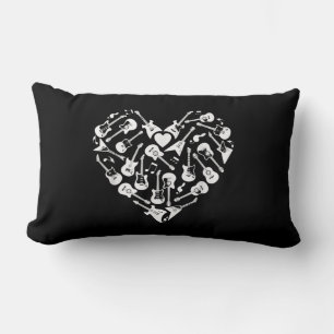 Guitars Heart Guitarist Valentines Day Lumbar Cushion