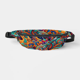 Guitars in mandala batik style bum bags
